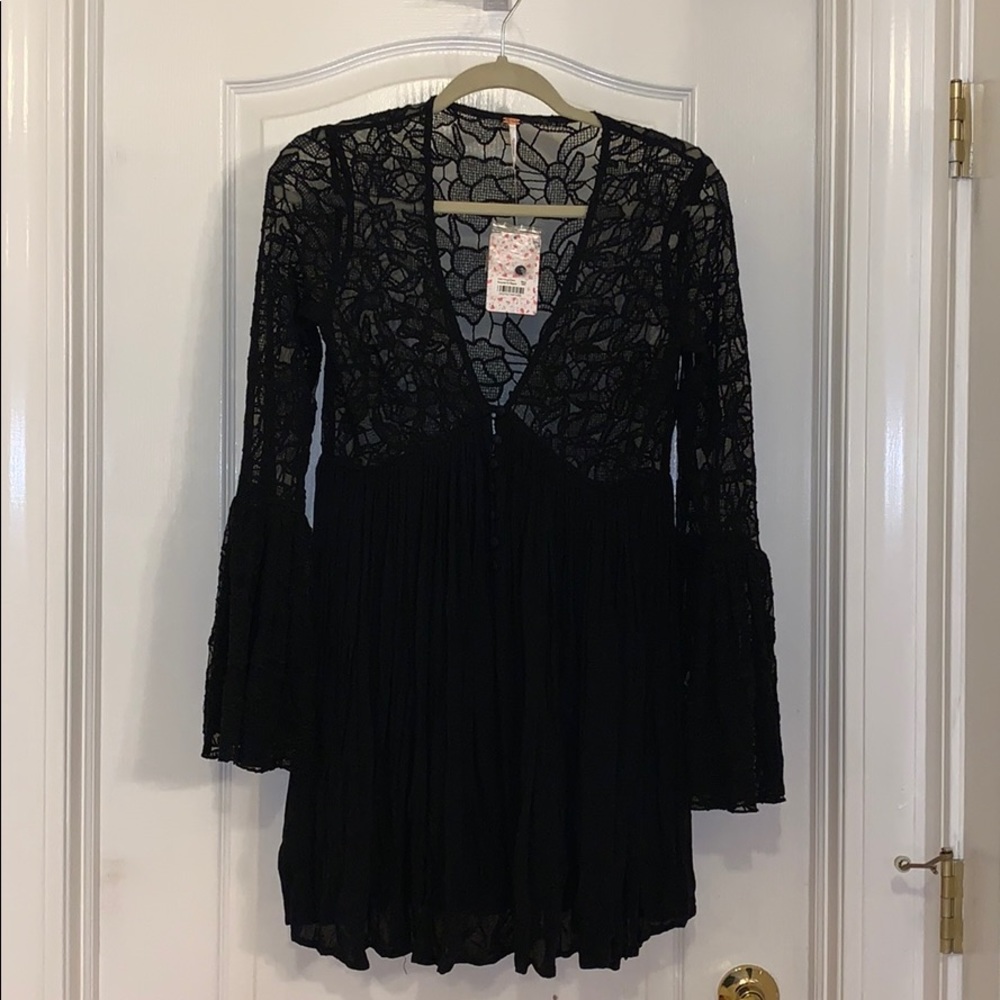 Free People Black Lace Boho Dress - Picture 4 of 10